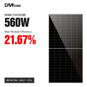Paneles solares mono bifaciales de alta eficiencia DHM-72X10/BF-525~560W
 
